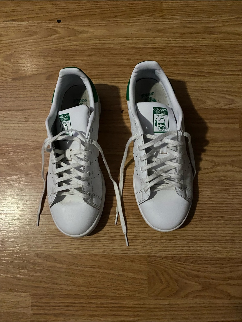 adidas White Sneakers with Green Heel Tab